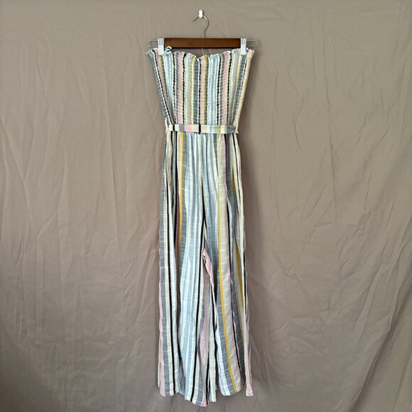 NWT Women's Blue Island Multicolor Strapless Jumpsuit Size Medium Coastal Beach - Picture 7 of 12